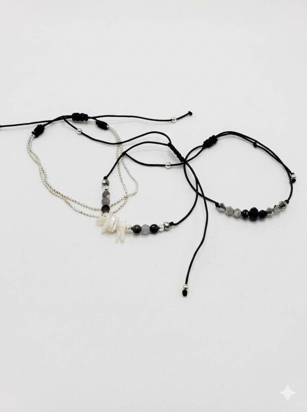 💜Black Adjustable Cord Beaded Bracelets Set of 3